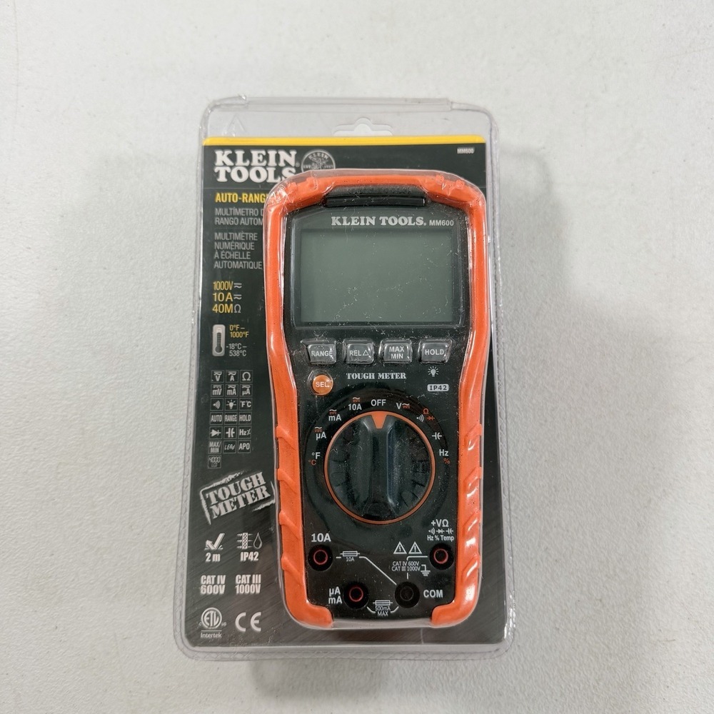 Klein Tools MM600 Auto Ranging Digital Multimeter 1000V 10A 40MOhms CATIII, IV
